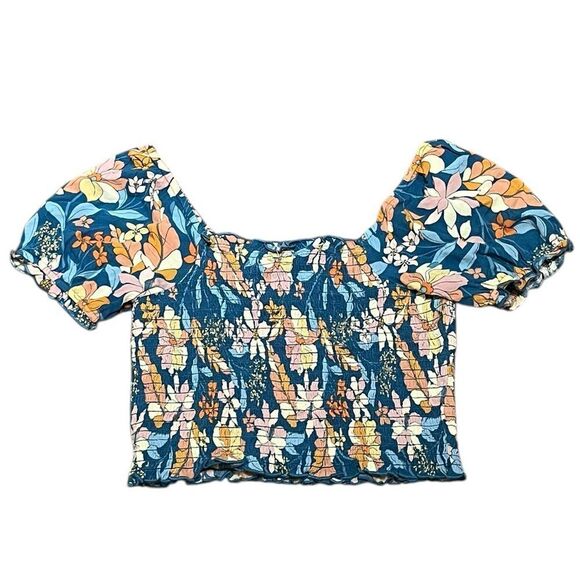 Aerie Cropped Floral Puff Sleeve Top, Size XS, NWT - Picture 1 of 9